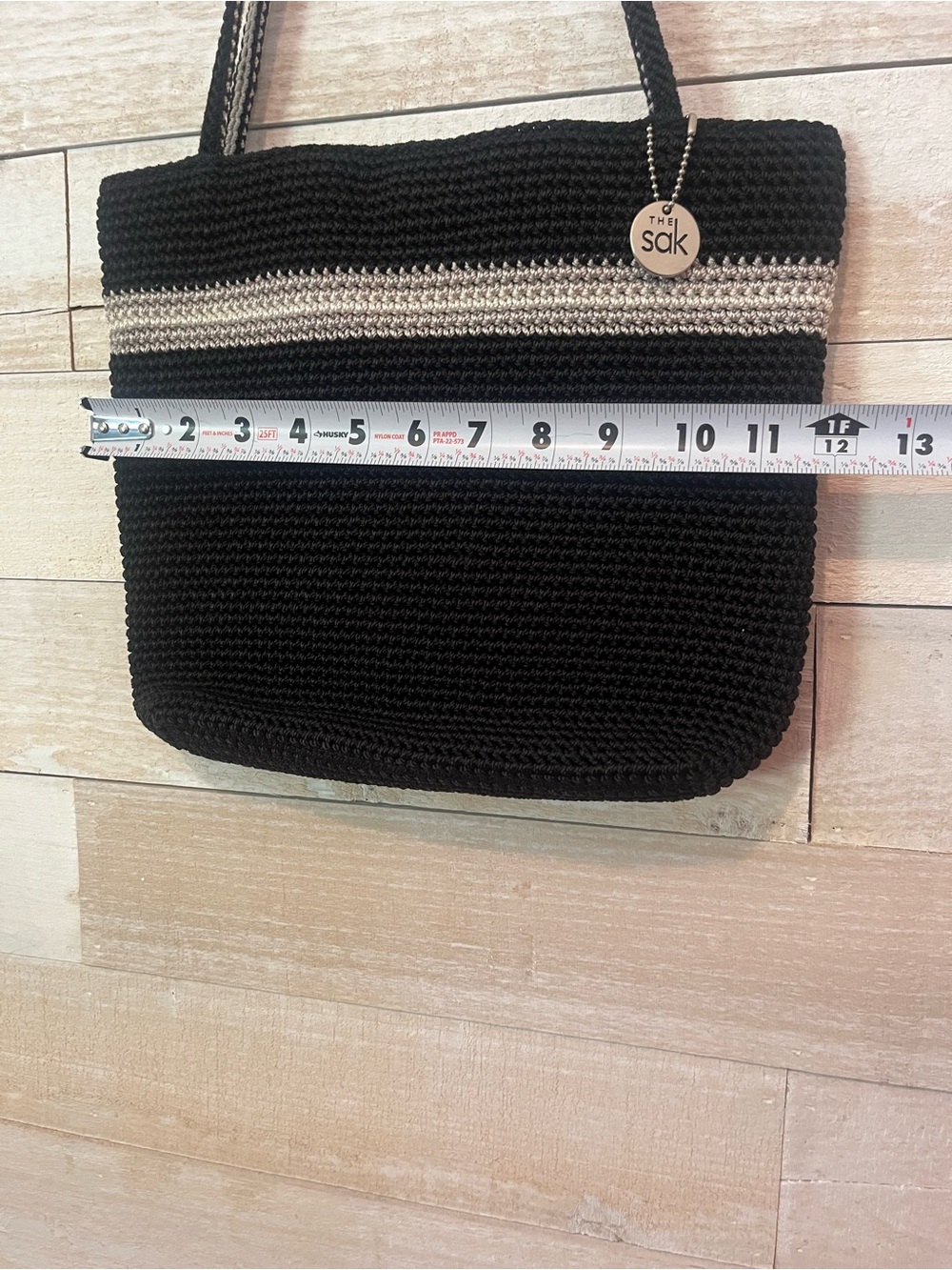 The Sak Black Crochet Tote Bag with Silver Accent Woven - Picture 3 of 10